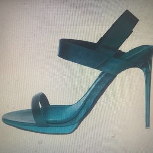 Burberry Teal Prorsum Calcoat Satin Stilettos